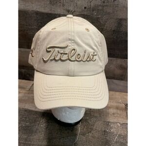 Titleist Golf Hat Cream Khaki Adjustable Strapback Embroidered Logo Cap